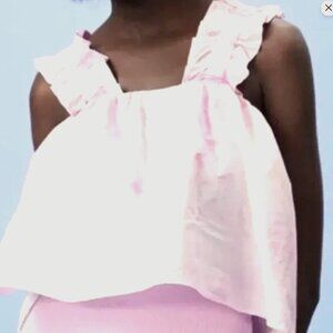 NEW! Zara Pink and White Tie-Dye Ruffle Crop Top, Size Small ADORABLE ret: $40